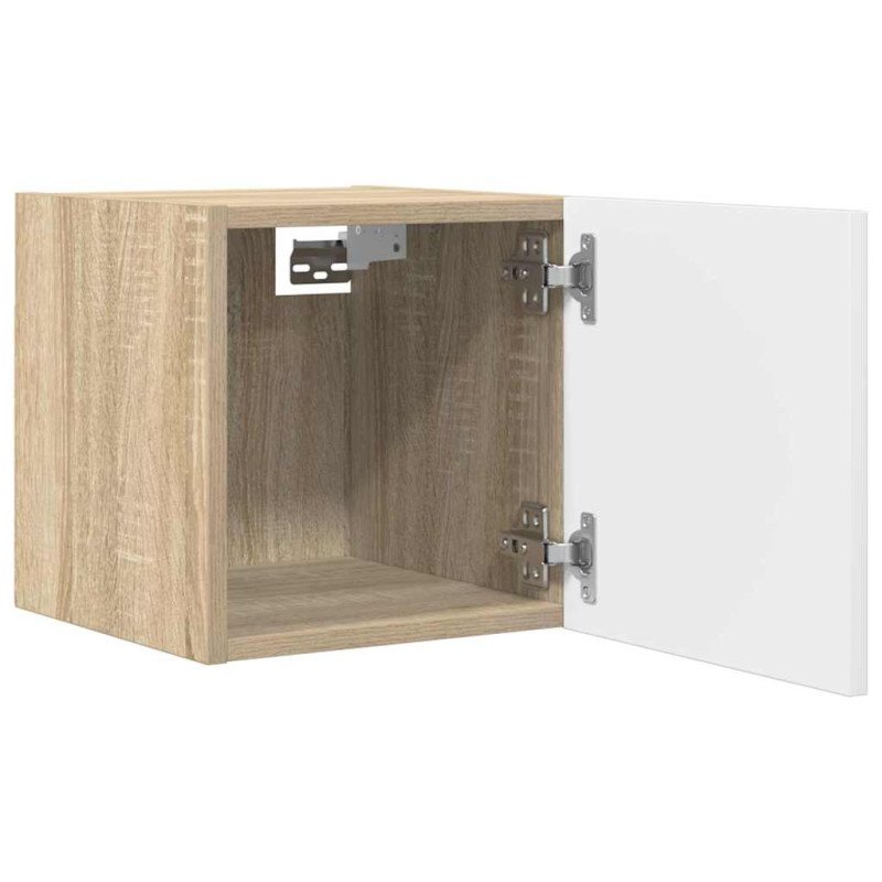 vidaXL Nástenné TV skrinky 2 ks biele a dub sonoma 30,5x30x30 cm