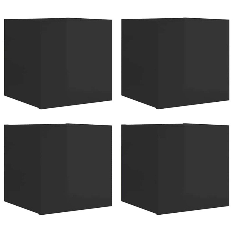 vidaXL Nástenné TV skrinky 4 ks lesklé čierne 30,5x30x30 cm