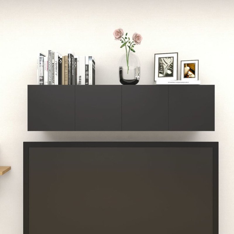 vidaXL Nástenné TV skrinky 4 ks lesklé čierne 30,5x30x30 cm