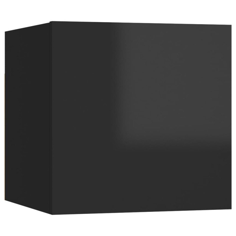 vidaXL Nástenné TV skrinky 4 ks lesklé čierne 30,5x30x30 cm
