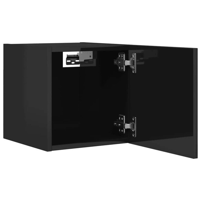vidaXL Nástenné TV skrinky 4 ks lesklé čierne 30,5x30x30 cm