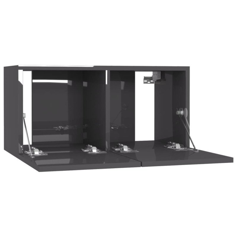 vidaXL Závesné skrinky 2 ks lesklé sivé 60x30x30 cm drevotrieska