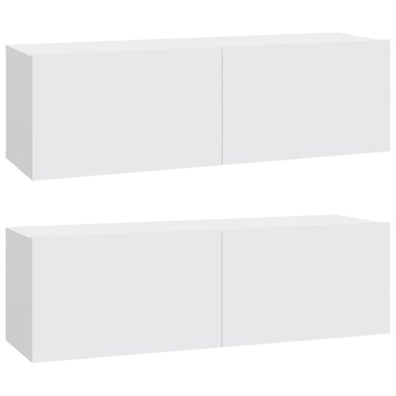 vidaXL Nástenné TV skrinky 2 ks biele 100x30x30 cm spracované drevo