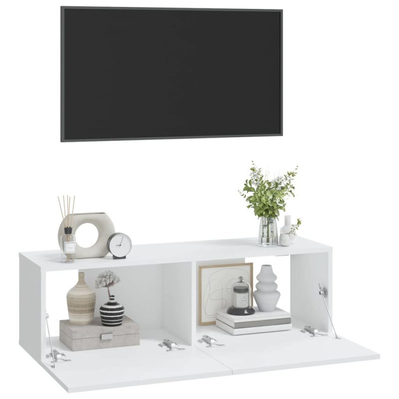 vidaXL Nástenné TV skrinky 2 ks biele 100x30x30 cm spracované drevo