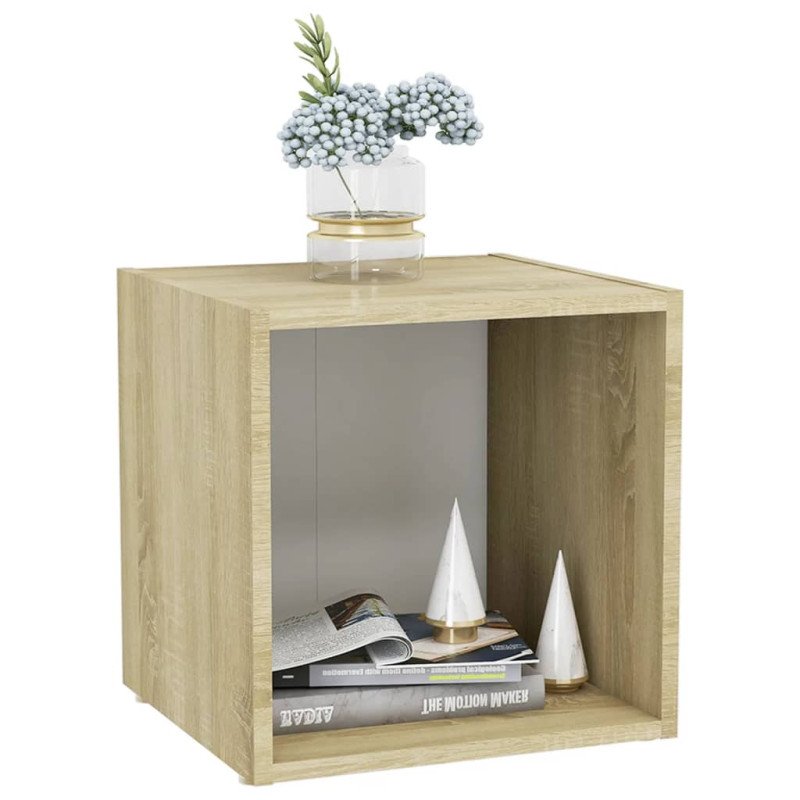 vidaXL TV skrinky 2 ks biele a dub sonoma 37x35x37 cm drevotrieska