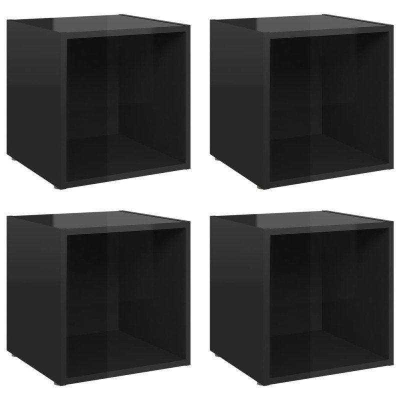vidaXL TV skrinky 4 ks lesklé čierne 37x35x37 cm drevotrieska