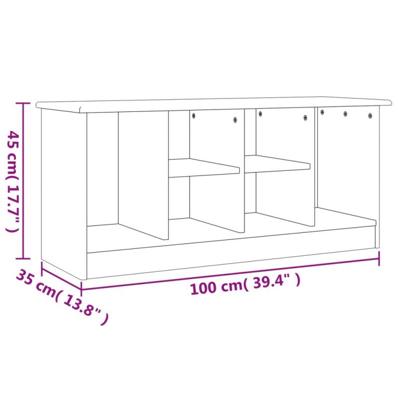 vidaXL Lavica na topánky ALTA biela 100x35x45 cm masívna borovica