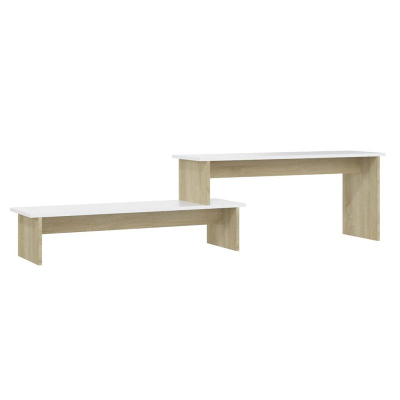 vidaXL TV skrinka biela a dub sonoma 180x30x43 cm drevotrieska