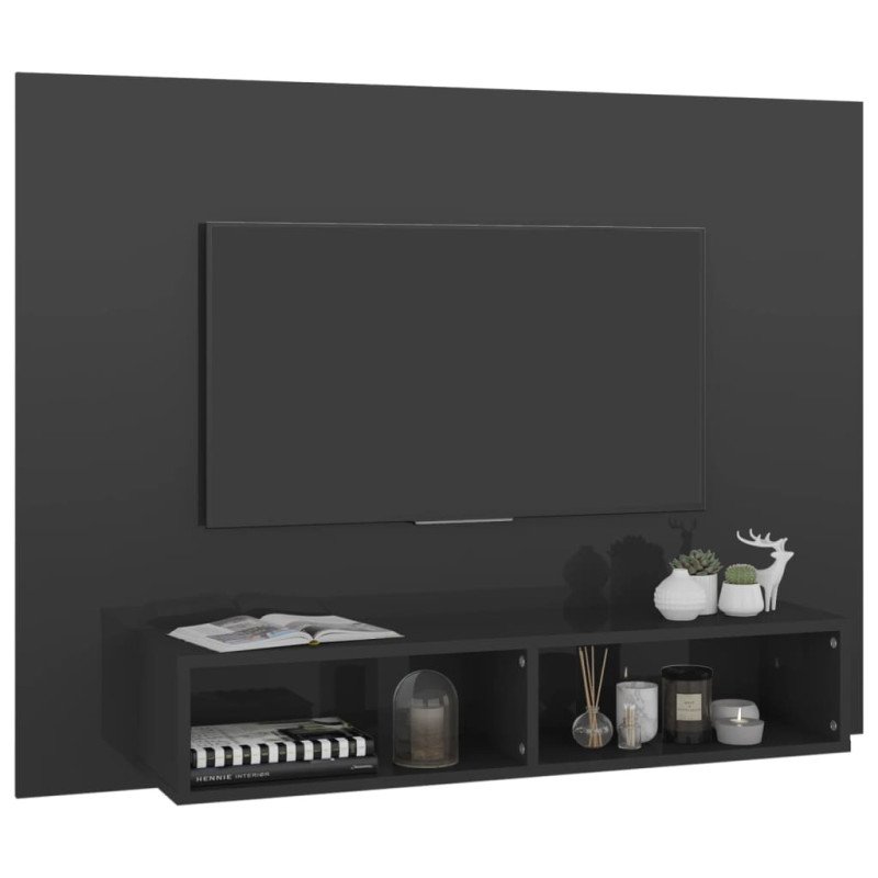 vidaXL Nástenná TV skrinka lesklá sivá 120x23,5x90 cm drevotrieska 