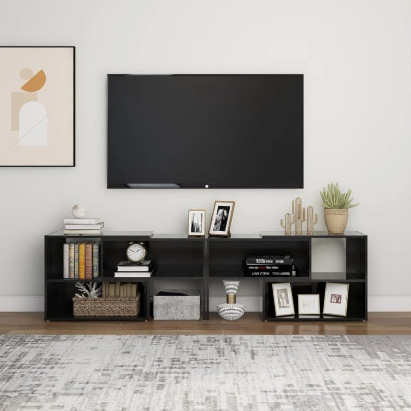 vidaXL TV skrinka lesklá čierna 149x30x52 cm drevotrieska