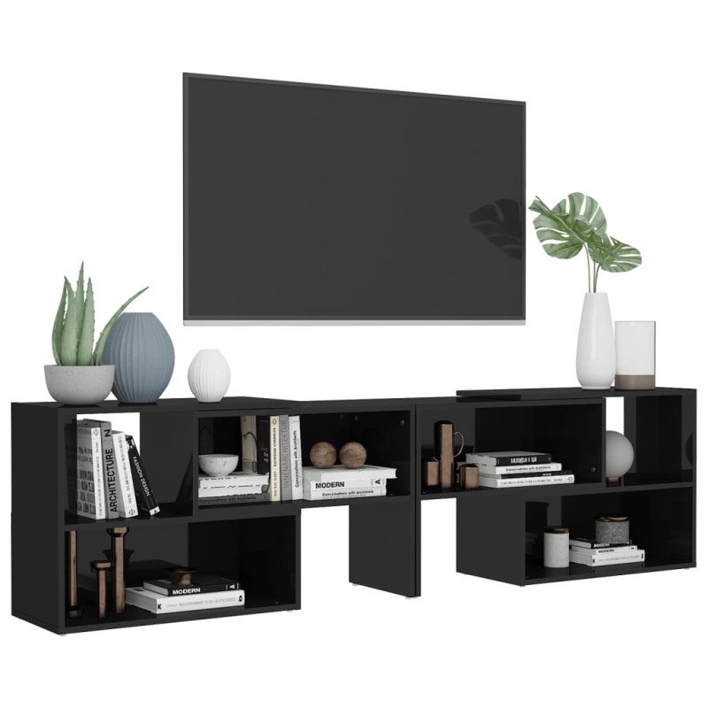 vidaXL TV skrinka lesklá čierna 149x30x52 cm drevotrieska