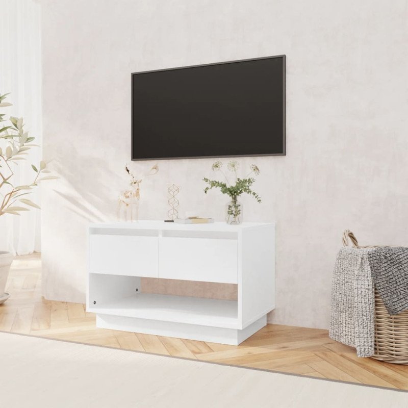 vidaXL TV skrinka lesklá biela 70x41x44 cm drevotrieska 
