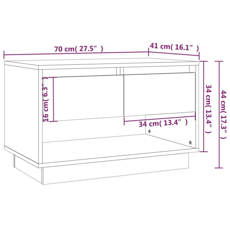 vidaXL TV skrinka lesklá biela 70x41x44 cm drevotrieska 
