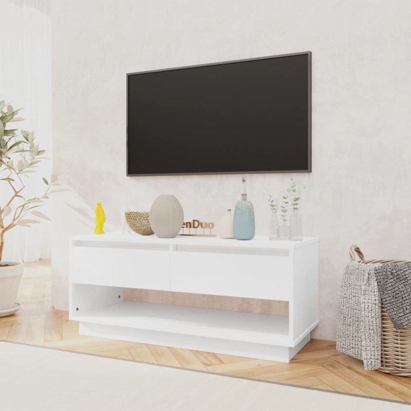 vidaXL TV skrinka lesklá biela 102x41x44 cm drevotrieska