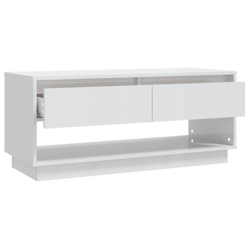 vidaXL TV skrinka lesklá biela 102x41x44 cm drevotrieska