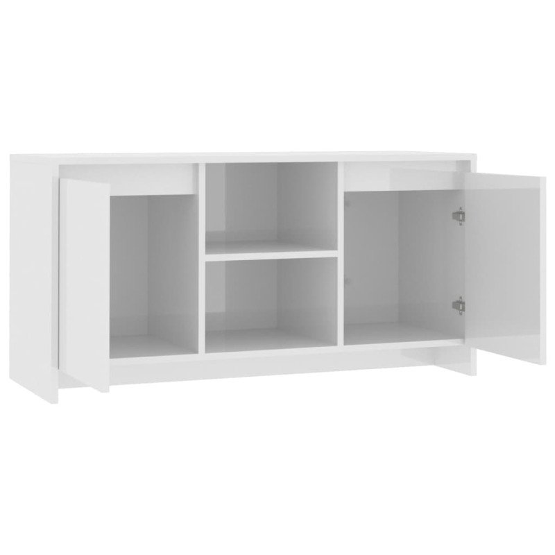 vidaXL TV skrinka lesklá biela 102x37,5x52,5 cm drevotrieska