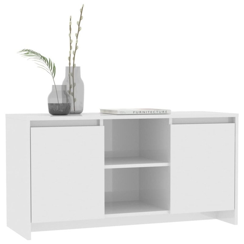 vidaXL TV skrinka lesklá biela 102x37,5x52,5 cm drevotrieska