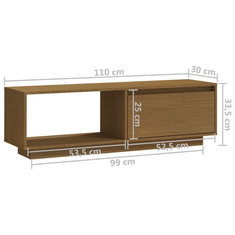 vidaXL TV skrinka medovo-hnedá 110x30x33,5 cm borovicový masív