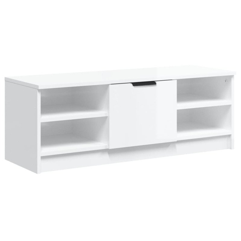 vidaXL TV stolík lesklý biely 102x35,5x36,5 cm spracované drevo