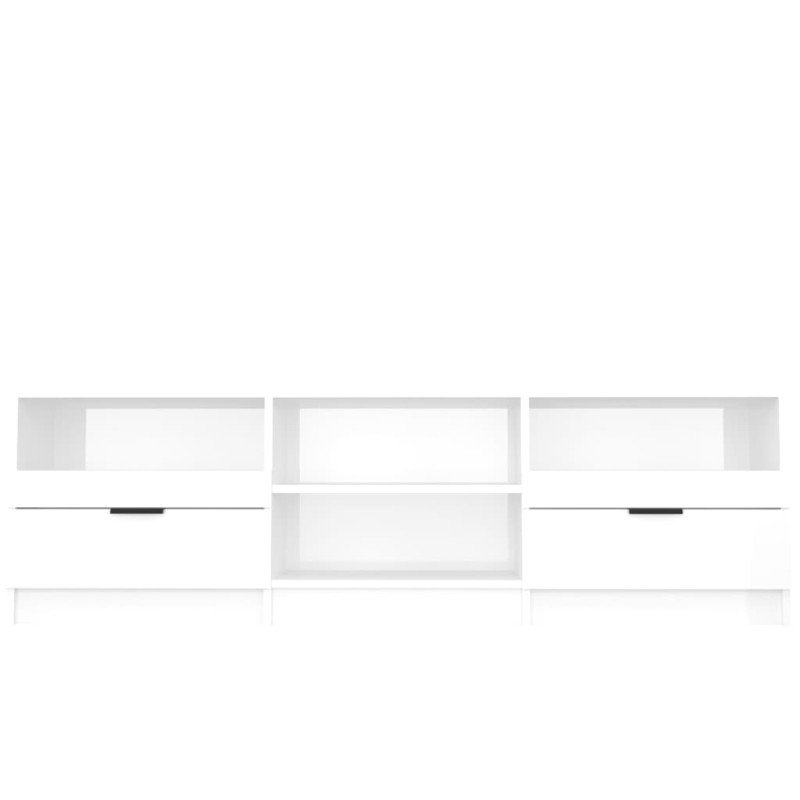 vidaXL TV stolík lesklý biely 150x33,5x45 cm spracované drevo