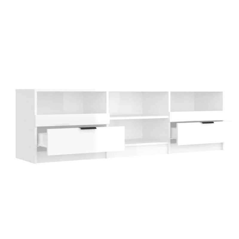 vidaXL TV stolík lesklý biely 150x33,5x45 cm spracované drevo