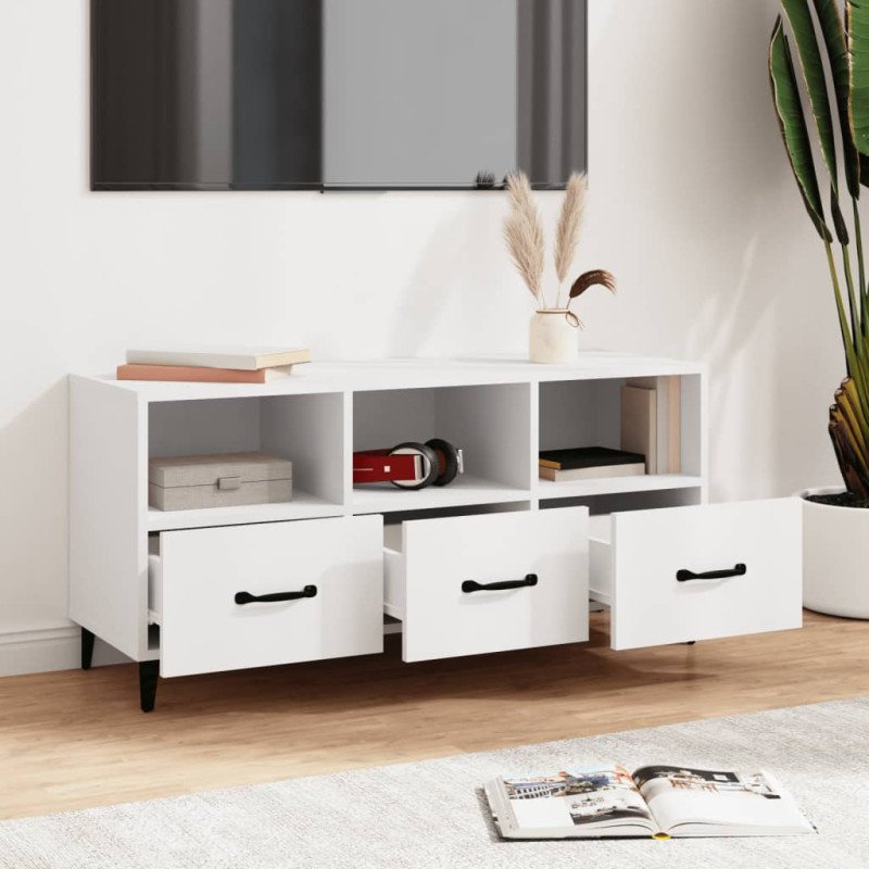 vidaXL TV stolík biely 102x35x50 cm spracované drevo