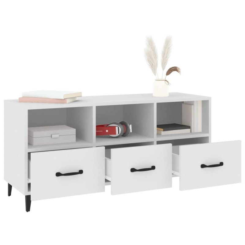 vidaXL TV stolík biely 102x35x50 cm spracované drevo