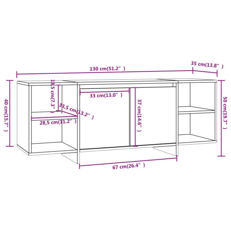vidaXL TV skrinka hnedý dub 130x35x50 cm drevotrieska
