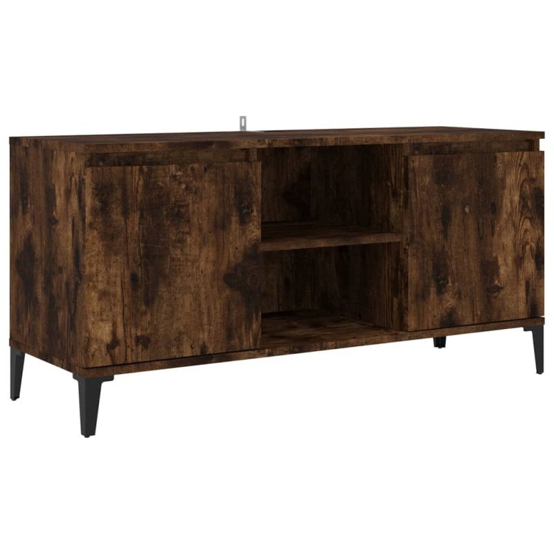 vidaXL TV stolík s kovovými nohami údený dub 103,5x35x50 cm