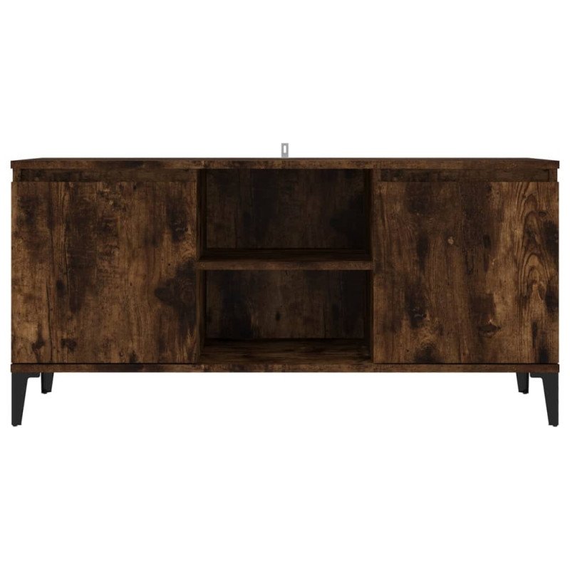 vidaXL TV stolík s kovovými nohami údený dub 103,5x35x50 cm