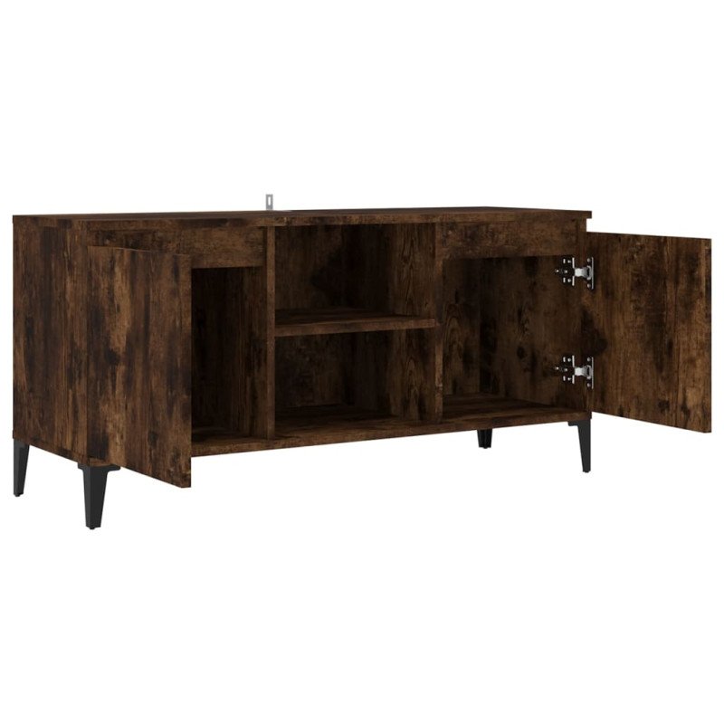 vidaXL TV stolík s kovovými nohami údený dub 103,5x35x50 cm