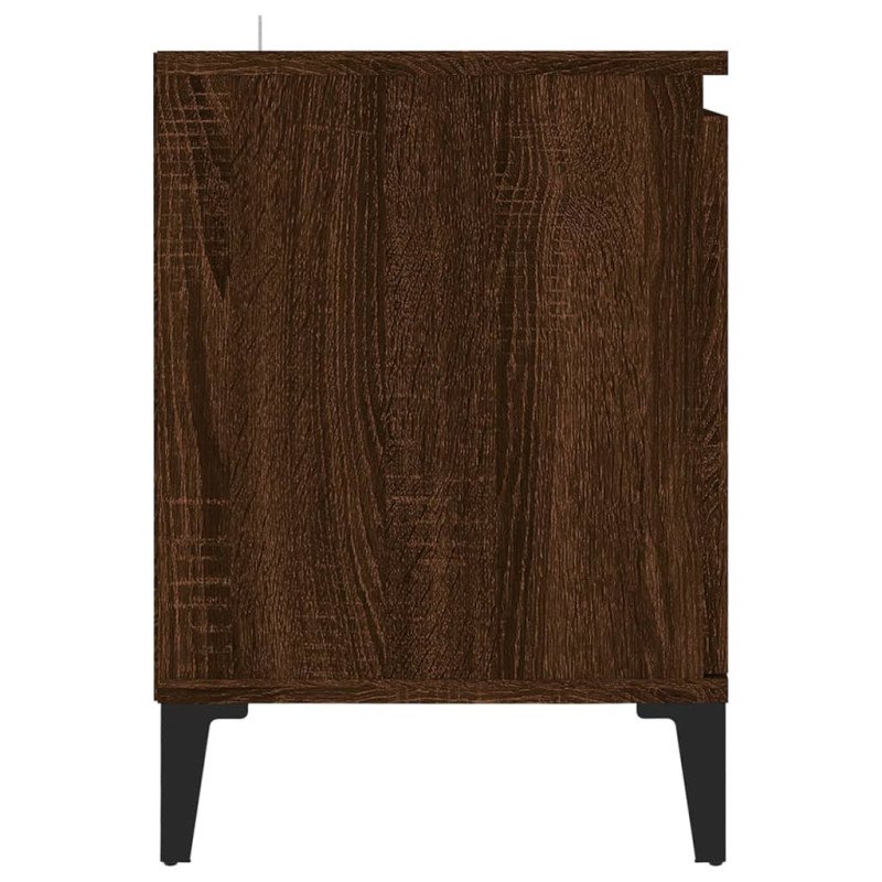 vidaXL TV stolík s kovovými nohami hnedý dub 103,5x35x50 cm