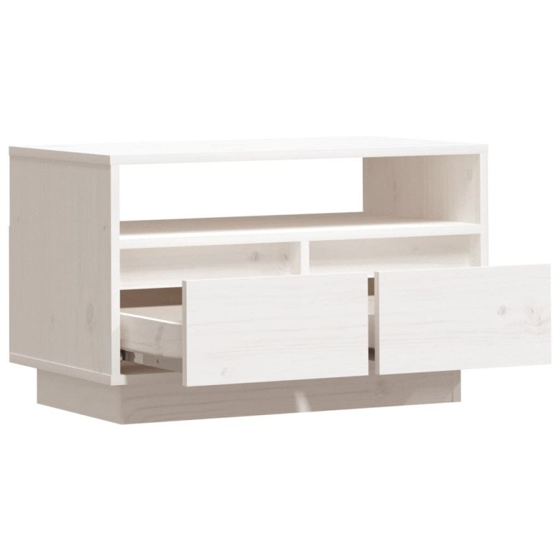 vidaXL TV skrinka biela 60x35x37 cm masívna borovica
