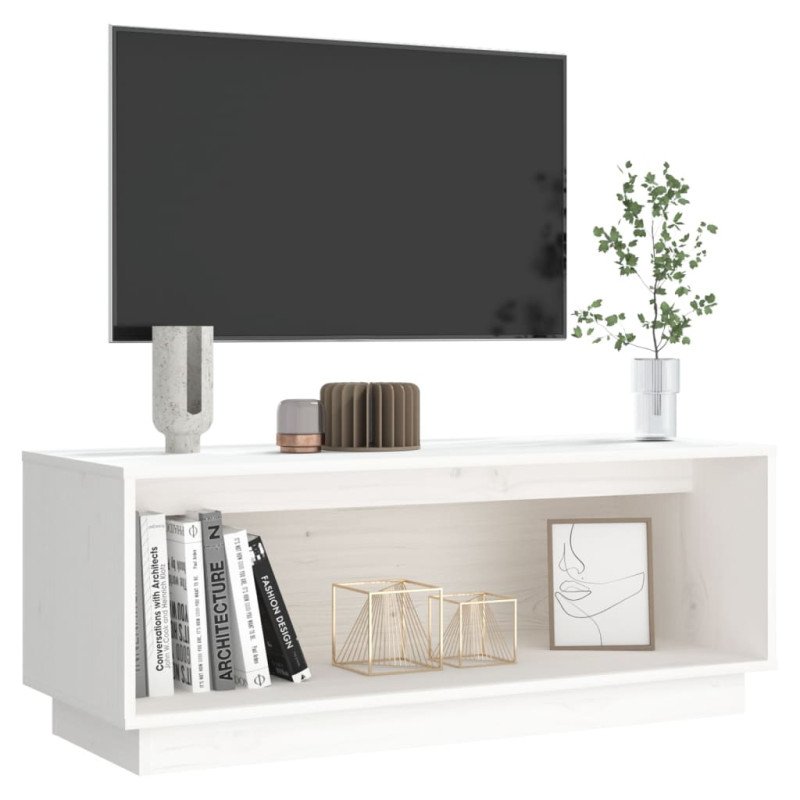 vidaXL TV skrinka biela 90x35x35 cm masívna borovica