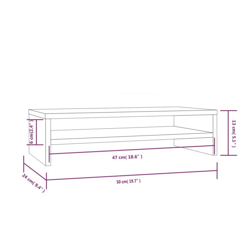 vidaXL Stojan na monitor 50x24x13 cm masívna borovica