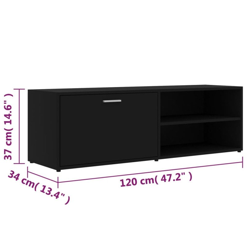 vidaXL TV skrinka, čierna 120x34x37 cm, drevotrieska