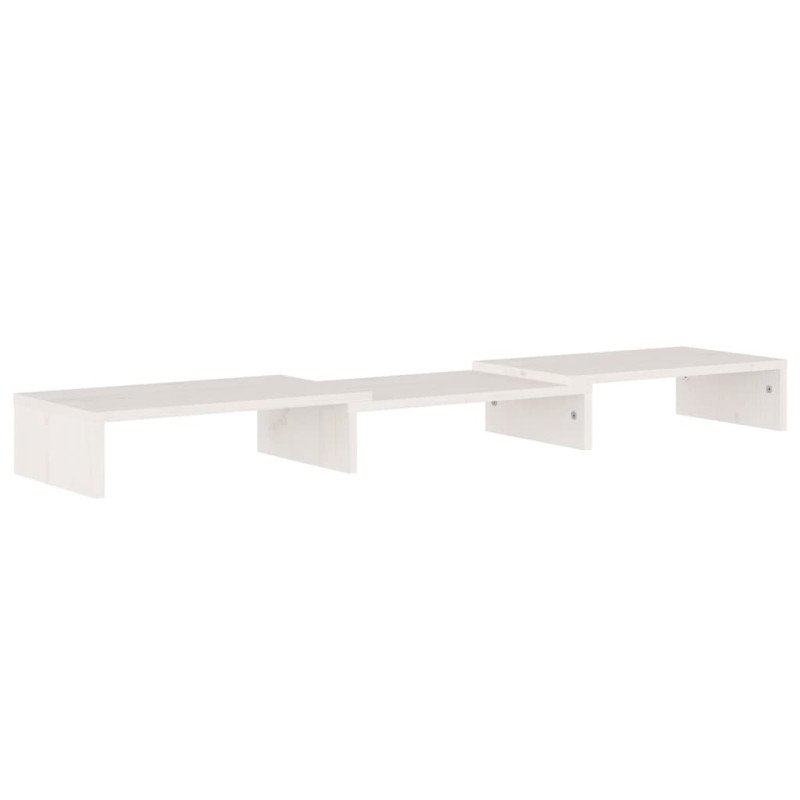 vidaXL Stojan na monitor biely 80x24x10,5 cm masívna borovica