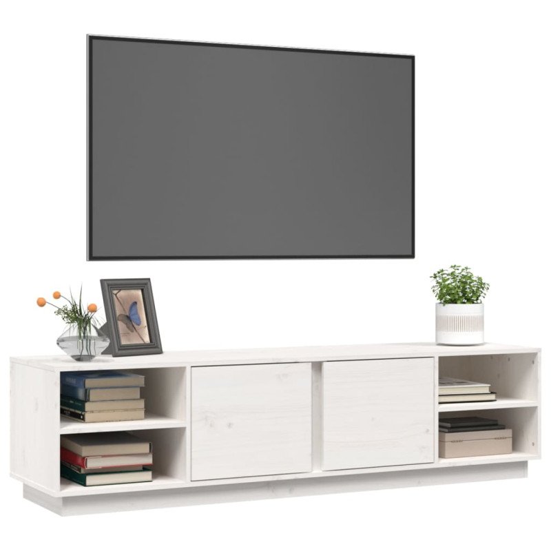 vidaXL TV skrinka biela 156x40x40 cm masívna borovica