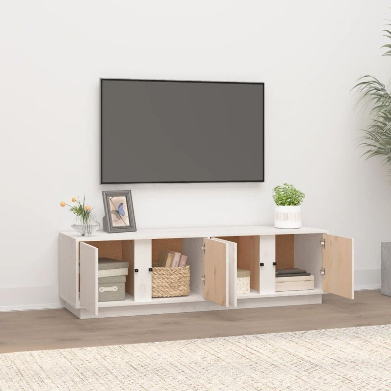 vidaXL TV skrinka biela 140x40x40 cm masívna borovica