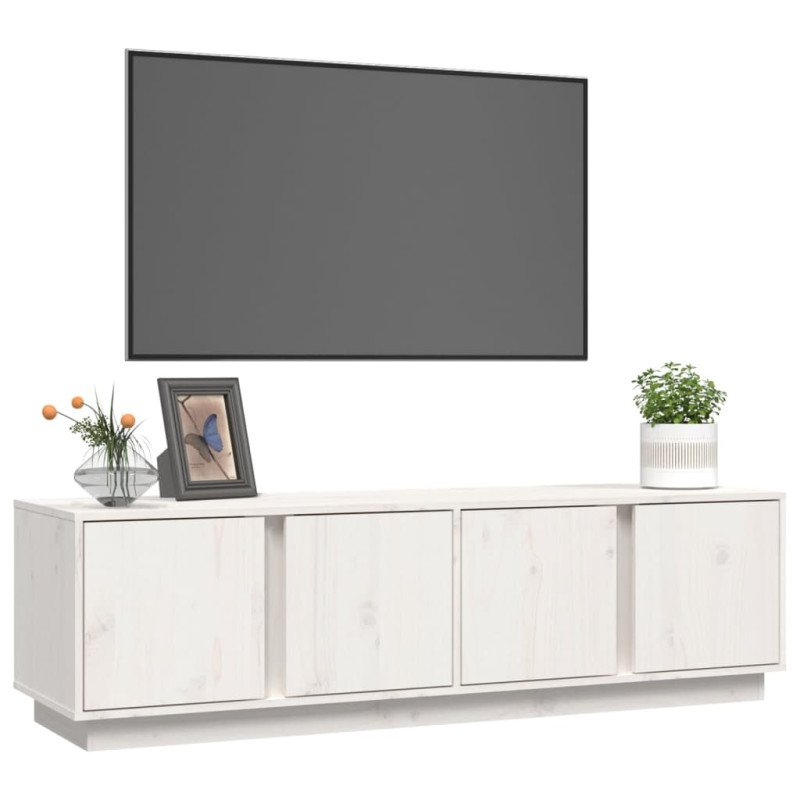 vidaXL TV skrinka biela 140x40x40 cm masívna borovica