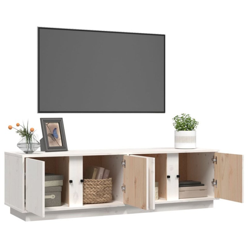 vidaXL TV skrinka biela 140x40x40 cm masívna borovica