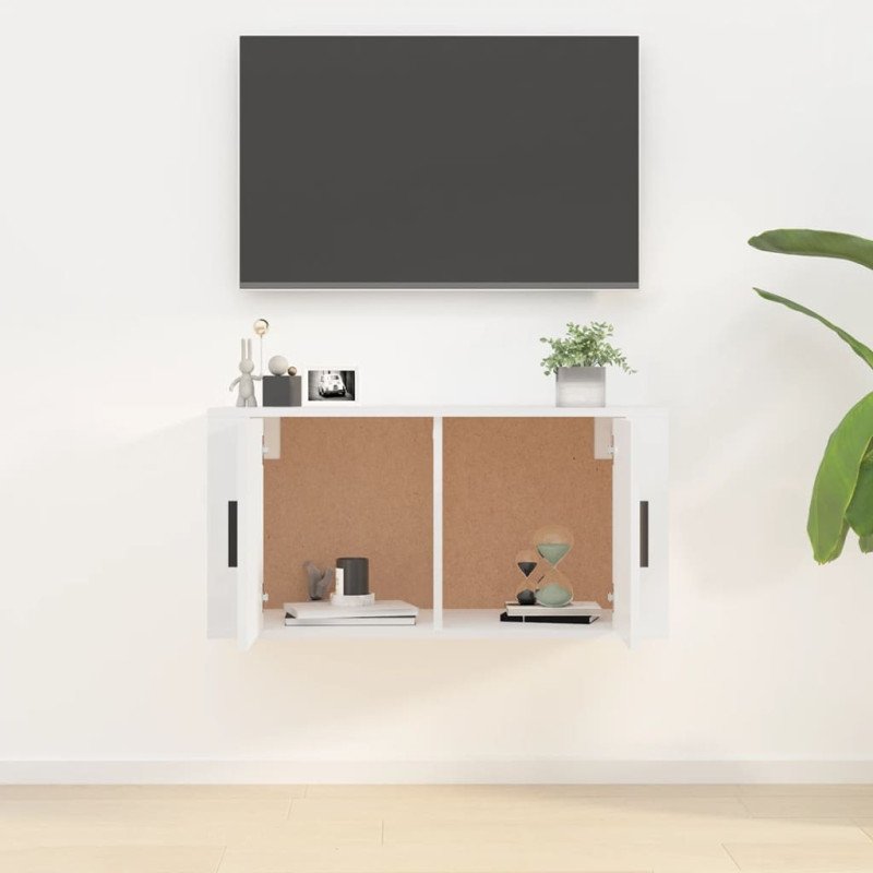vidaXL Nástenná TV skrinka lesklá biela 80x34,5x40 cm