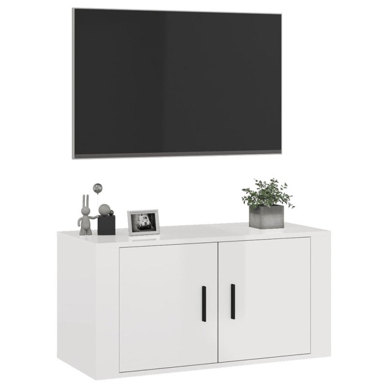 vidaXL Nástenná TV skrinka lesklá biela 80x34,5x40 cm
