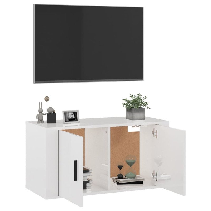 vidaXL Nástenná TV skrinka lesklá biela 80x34,5x40 cm