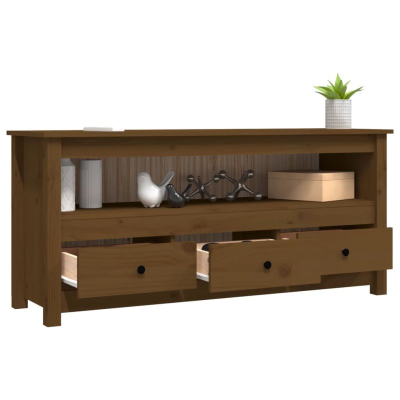 vidaXL TV skrinka medovo-hnedá 114x35x52 cm masívna borovica