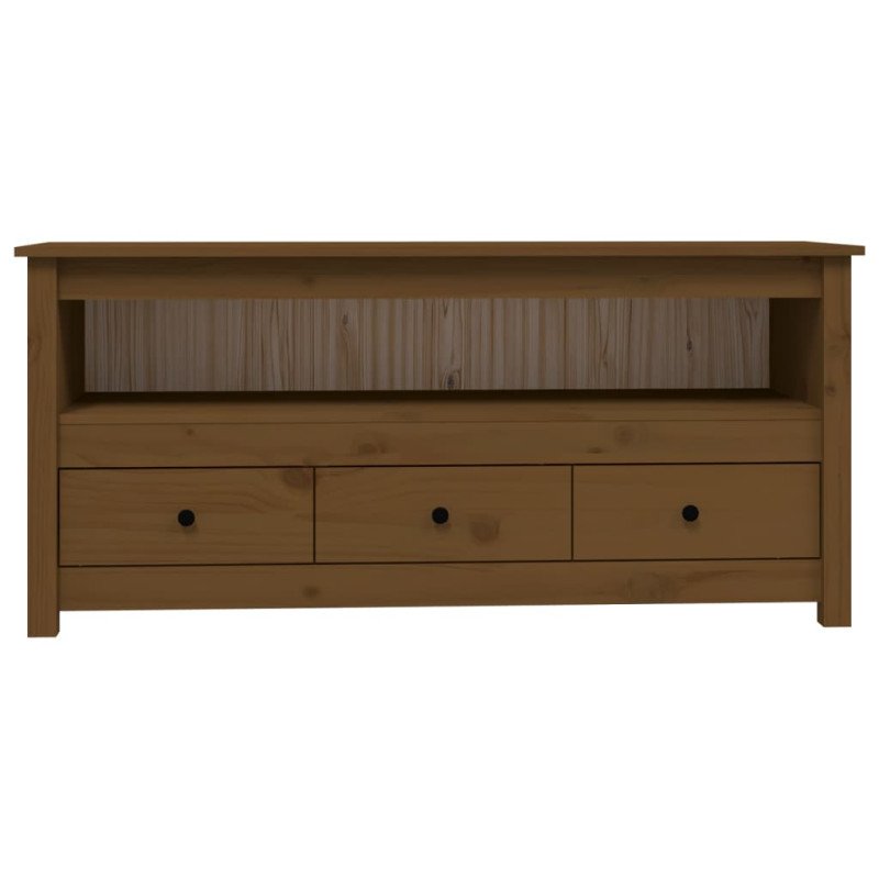 vidaXL TV skrinka medovo-hnedá 114x35x52 cm masívna borovica
