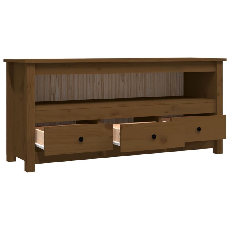 vidaXL TV skrinka medovo-hnedá 114x35x52 cm masívna borovica