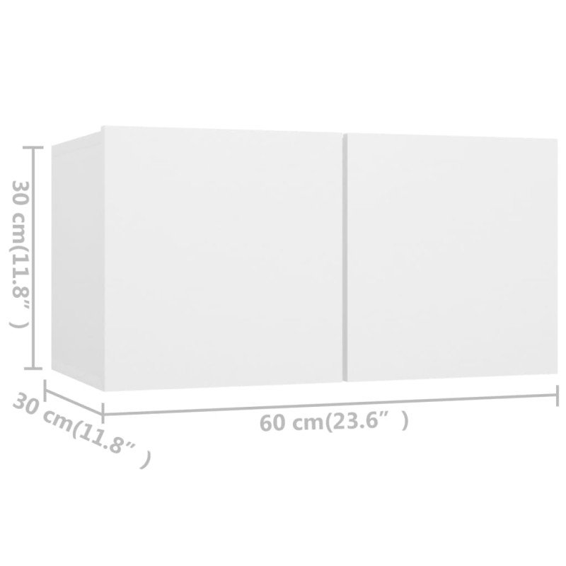 vidaXL TV skrinky 4 ks biele 60x30x30 cm drevotrieska