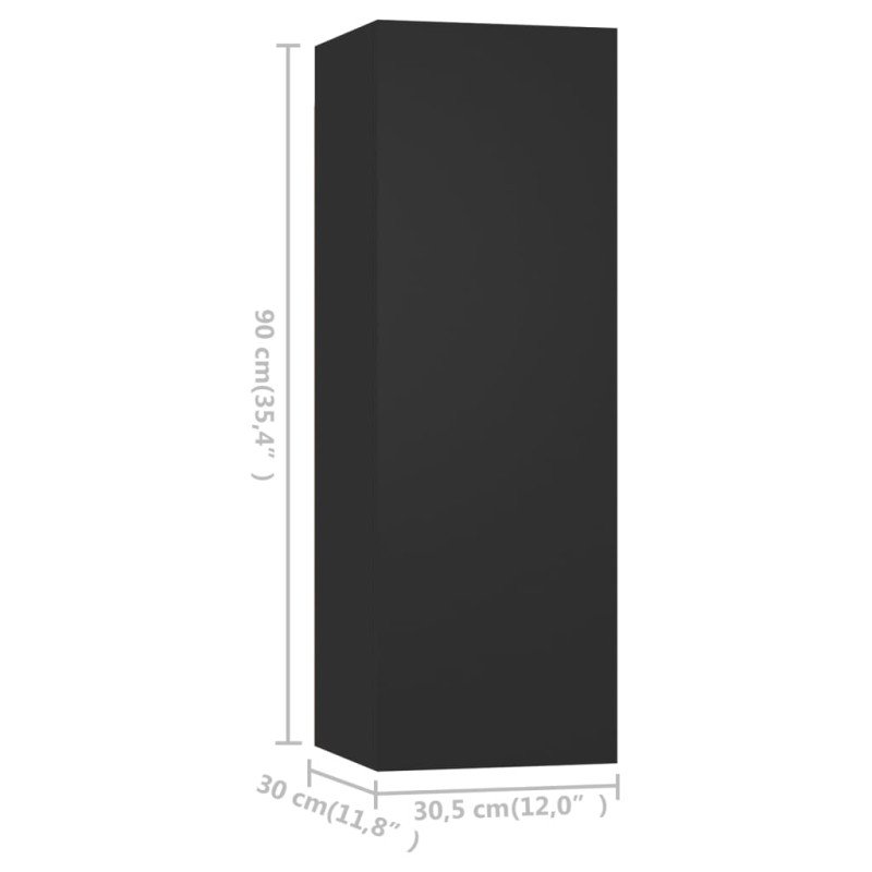 vidaXL TV skrinky 4 ks čierne 30,5x30x90 cm drevotrieska 