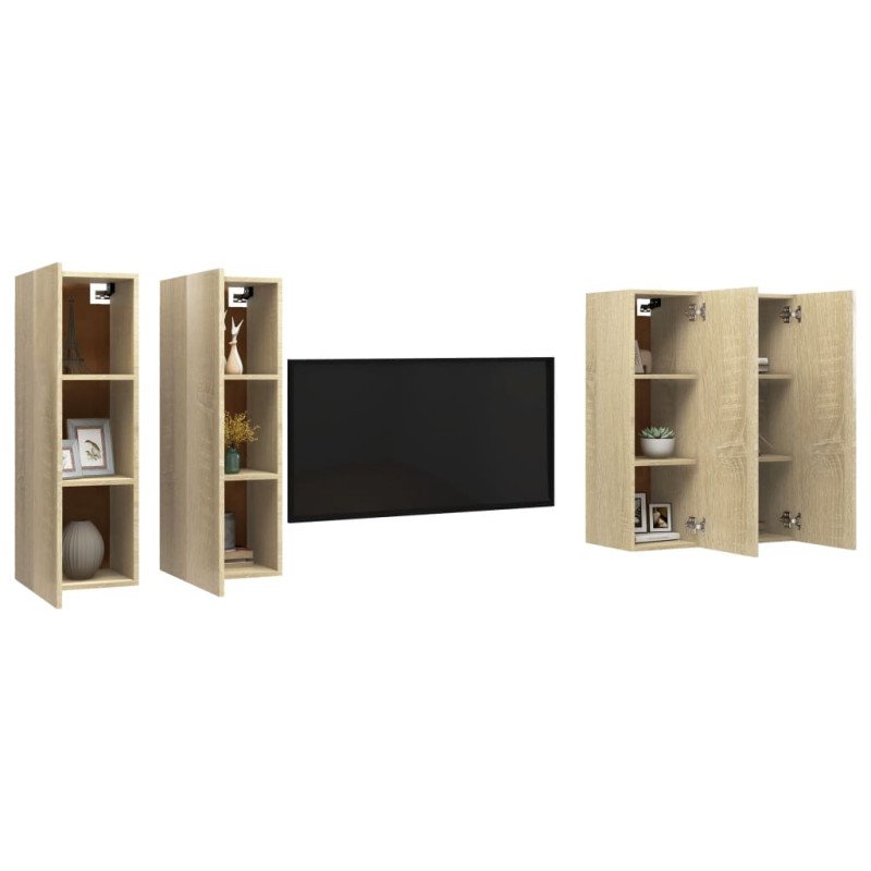 vidaXL TV skrinky 4 ks dub sonoma 30,5x30x90cm drevotrieska